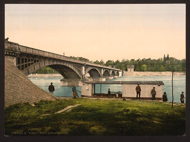 Bridge over the Allier Vichy Vintage A4 Photo Print