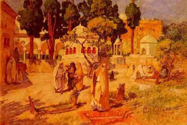 Bridgeman Frederick Arthur Arab Women At The Town Wall A4 Photo Print