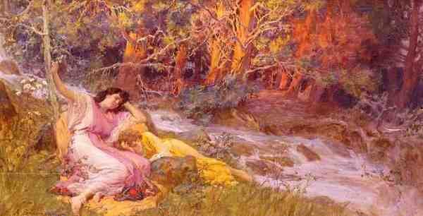 Bridgman Frederick Arthur Reclining By A Stream A4 Photo Print