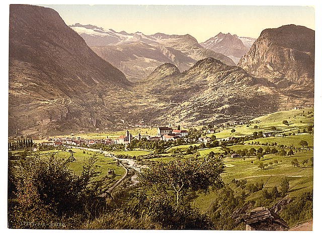 Brieg Valais Alps of Vintage A4 Photo Print