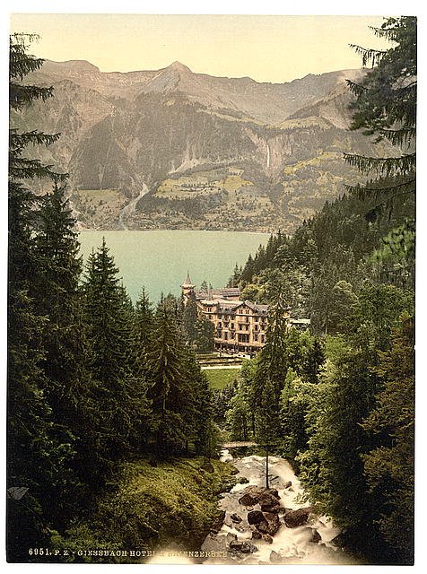 Brienz Lake Hotel Giessbach Bernese Oberland Vintage A4 Photo Print