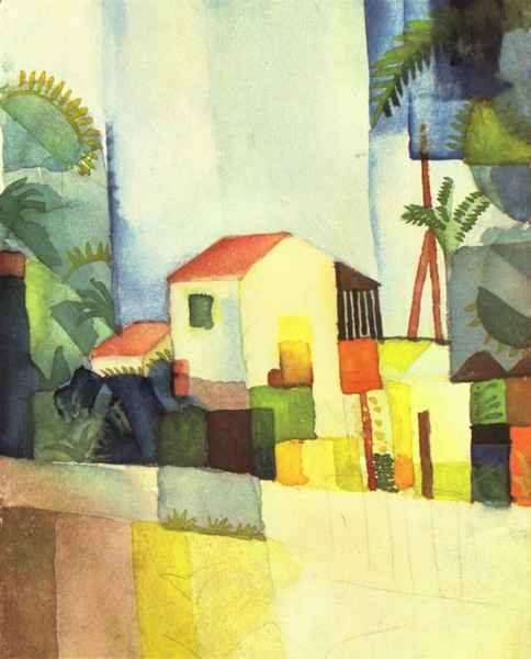 Bright house by August Macke Expressionism A4 Photo Print
