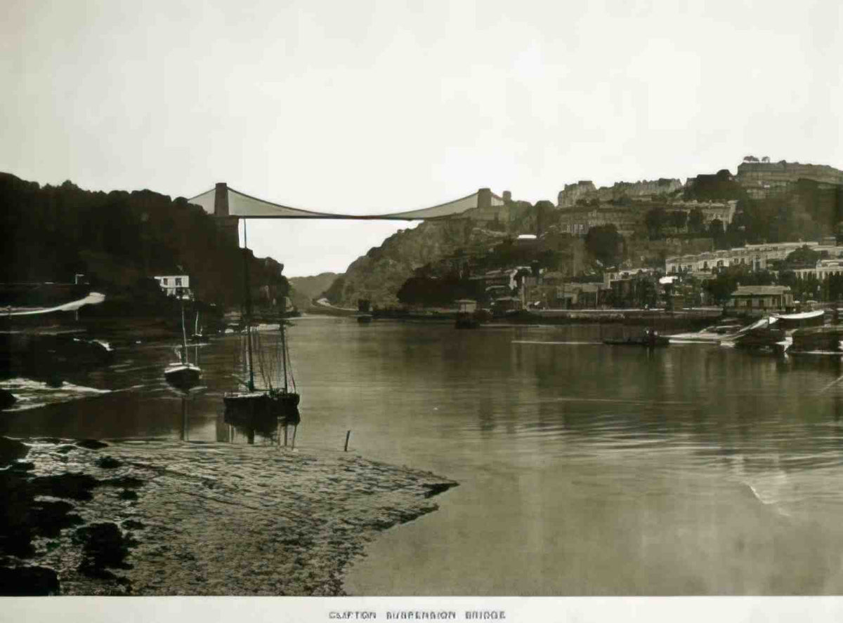 Bristol Bristol Clifton Suspension Bridge from the water Vintage A4 Photo Print