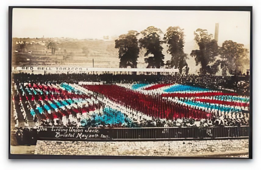 Bristol May 1911 The Living Union Jack People Pose Coloured Vintage A4 Photo Print