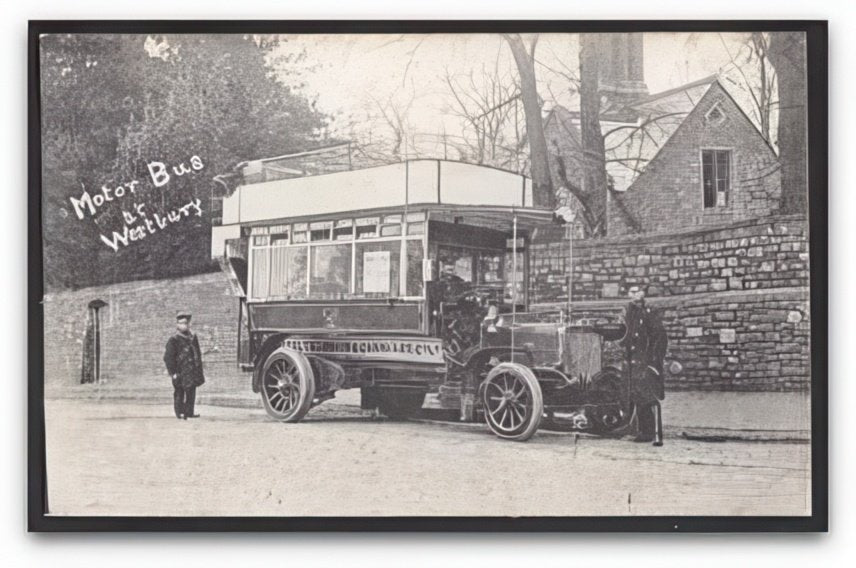 Bristol Motor Bus At Westbury Driver & Conductor 1906 Vintage A4 Photo Print