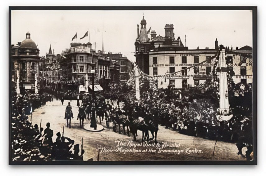 Bristol Royal Visit 1913 Their Majesties At Tramways Centre Vintage A4 Photo Print
