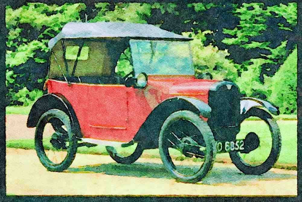 British UK Cars 354019 Austin 7, _Chummy_ Tourer, 1923 A4 Limited Edition Watercolour Print