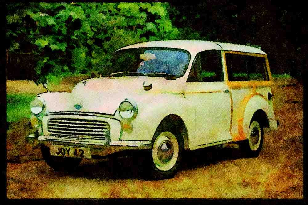British UK Cars 354055 Morris Minor, 100 Traveller, 1969 A4 Limited Edition Watercolour Print