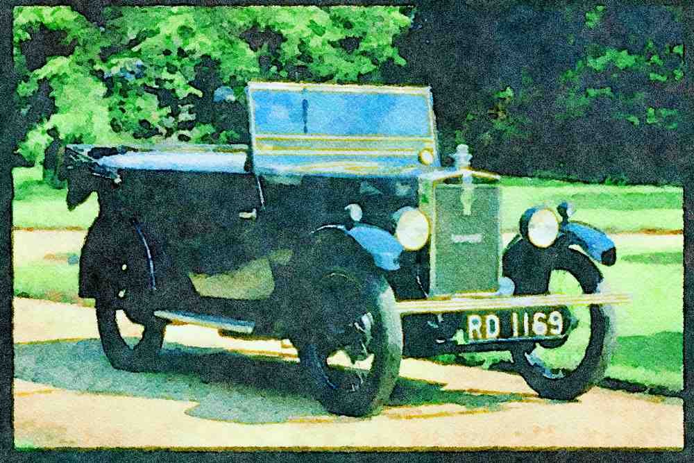 British UK Cars 354063 Morris Minor Tourer, 1929 A4 Limited Edition Watercolour Print