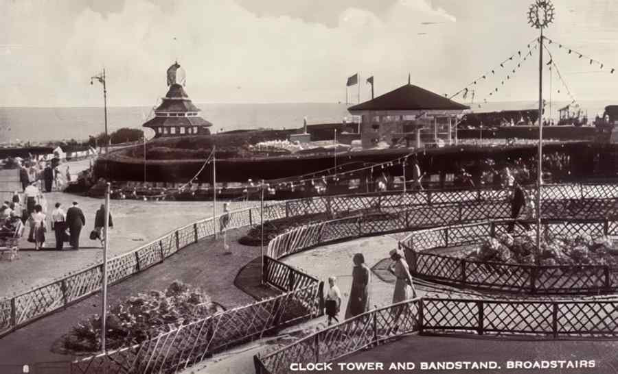 Broadstairs Clock Tower And Bandstand Vintage A4 Photo Print