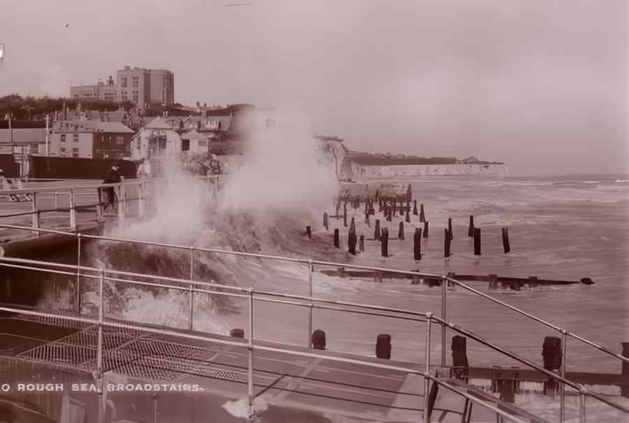 Broadstairs Rough Sea Vintage A4 Photo Print