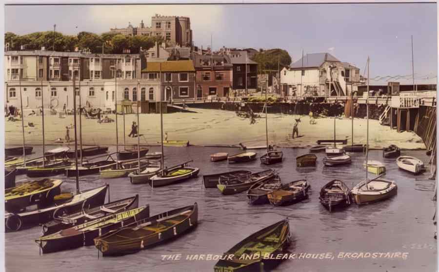 Broadstairs The Harbour And Bleak House Vintage A4 Photo Print
