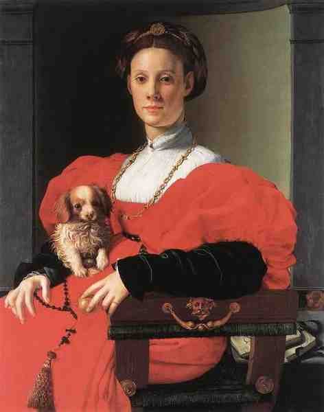 Bronzino Portrait Of A Lady With A Puppy A4 Photo Print