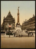 Brouckere Place & Anspach Monument Brussels Vintage A4 Photo Print