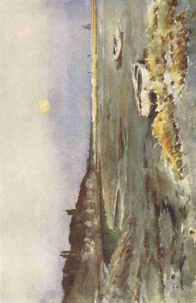 Bruhl Louis Burleigh 1861 1942 Essex 1909 Leigh on Sea Moon rise at Mill Fleet A4 Photo Print