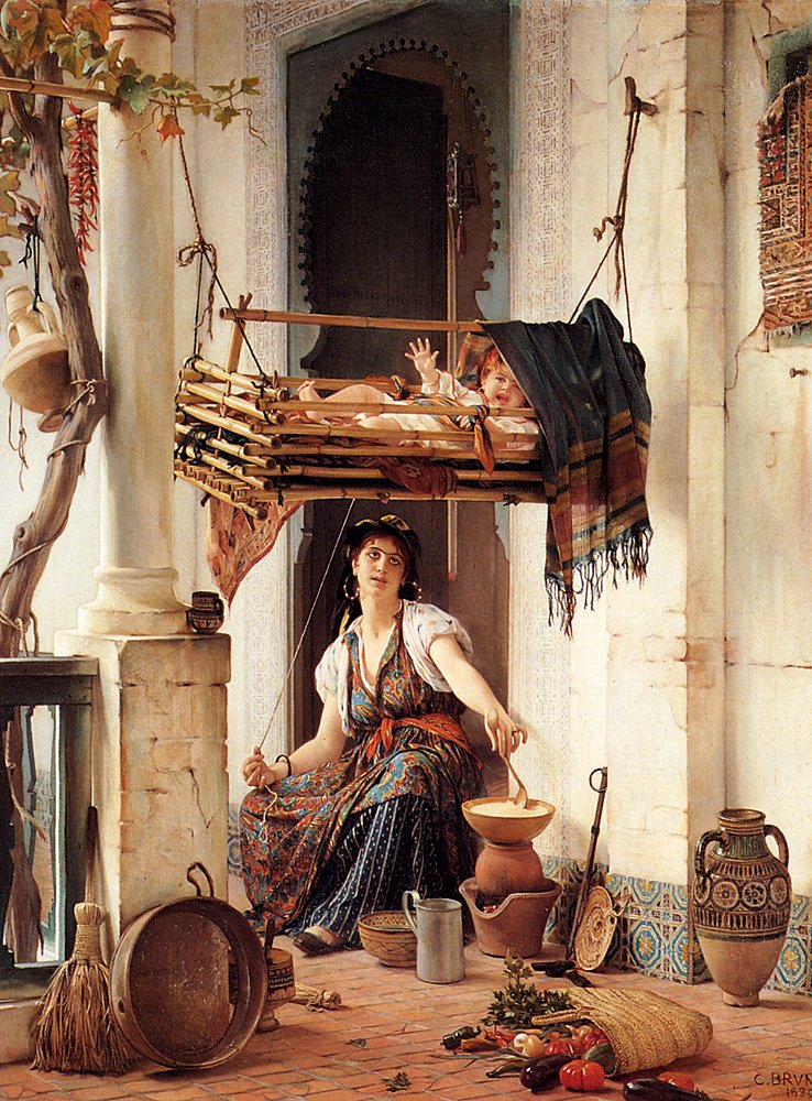 Brun Guillaume Charles An Algerian Mother And Child Art A4 Photo Print UK