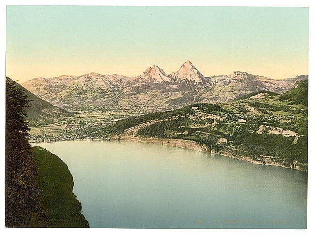 Brunnen and the Axenstein Lake Lucerne Vintage A4 Photo Print