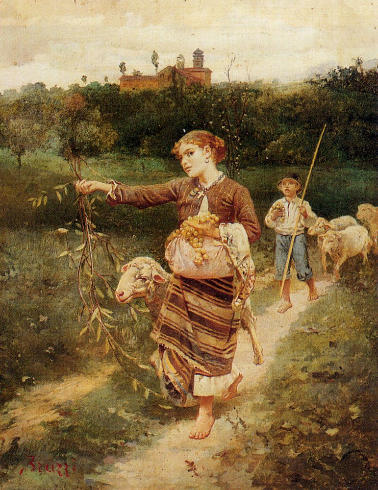 Bruzzi Stefano The Grape Pickers Art A4 Photo Print