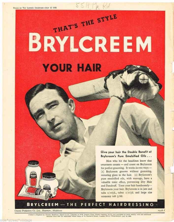 Brylcreem Ad Barber Shop Decor Cricketer 1950 barber advert A4 Photo Print