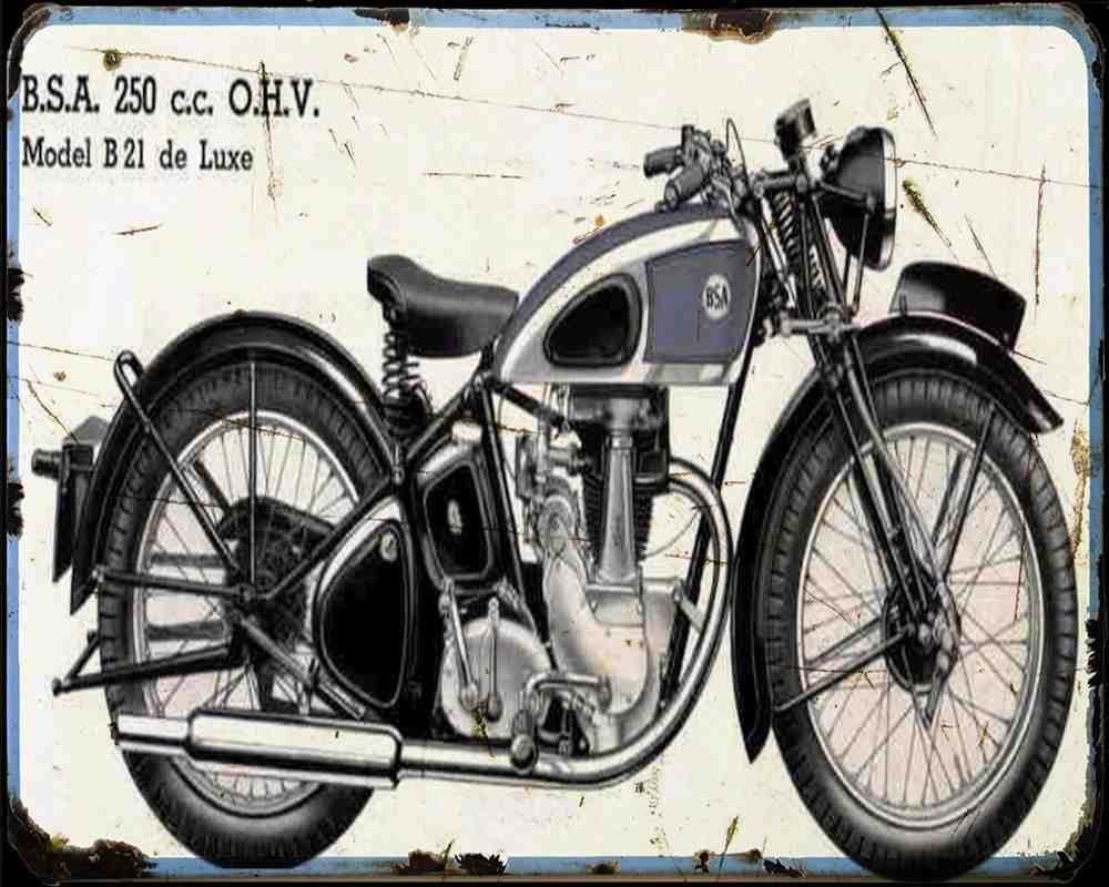 Bsa B21 01 Motorbike Vintage Aged A4 Photo Print