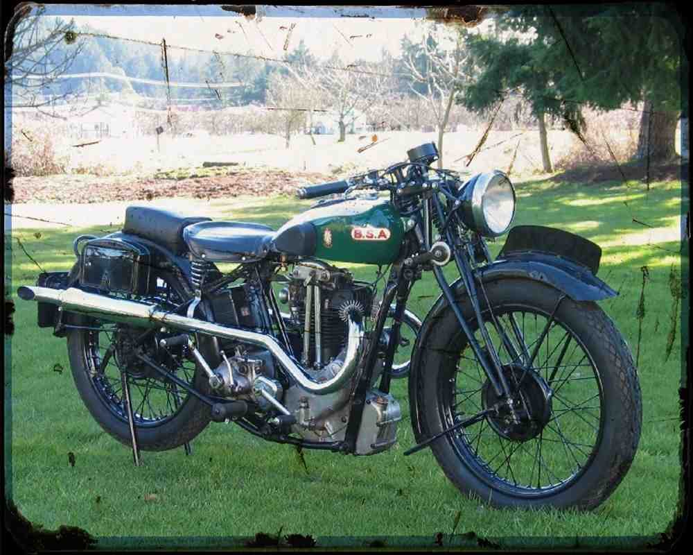Bsa Bluestar 02 Motorbike Vintage Aged A4 Photo Print