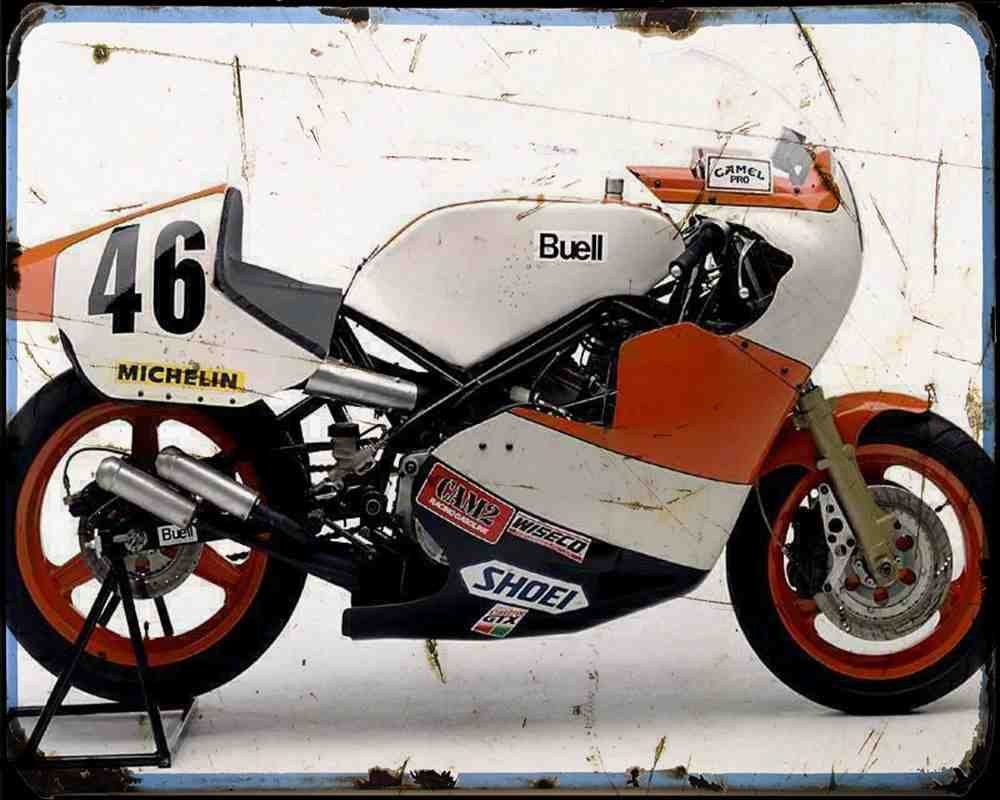 Buell Rw 750 A4 Photo Print Motorbike Vintage Aged