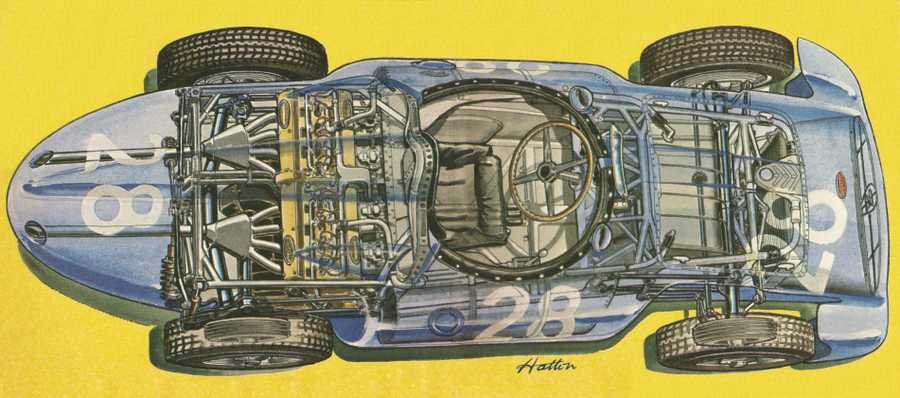 Bugatti Type 251 Grand Prix 1956 cutaway A4 Photo Print