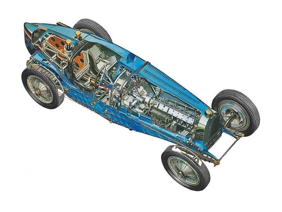 Bugatti type 59 Grand Prix 1933 cutaway A4 Photo Print
