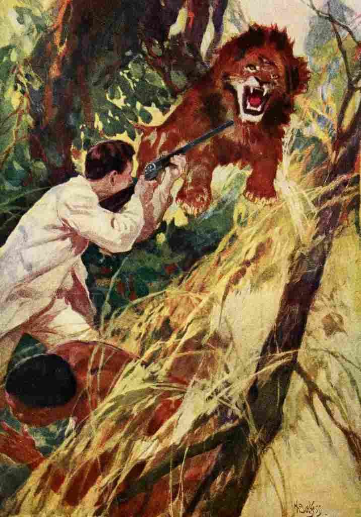 Burgess H In Wild Africa 1895 Lion attack A4 Photo Print
