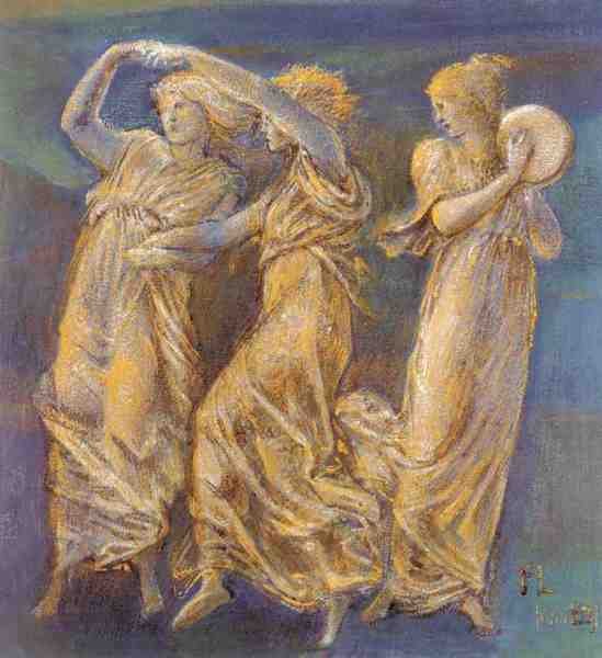 Burne Jones Sir Edward Coley Three Female Figures Dancing And Playing A4 Photo Print