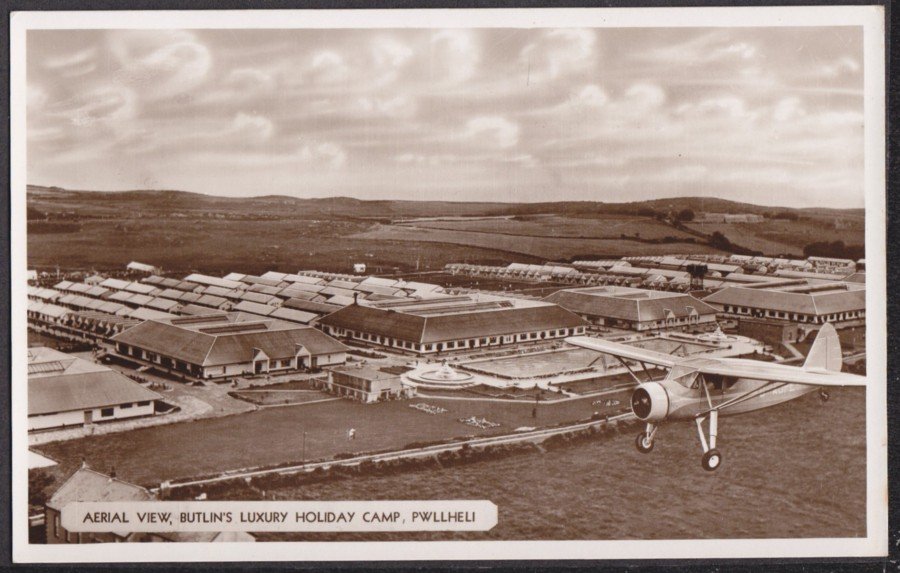 Butlins Luxury Holiday Camp Pwllheli Aerial View & Plane In Air Vintage A4 Photo Print