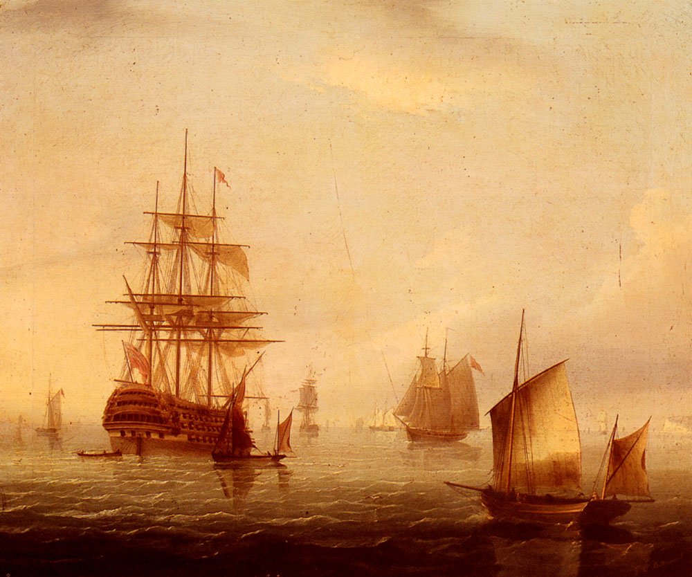 Buttersworth James E Sailing Vessels Off A Coastline Art A4 Photo Print