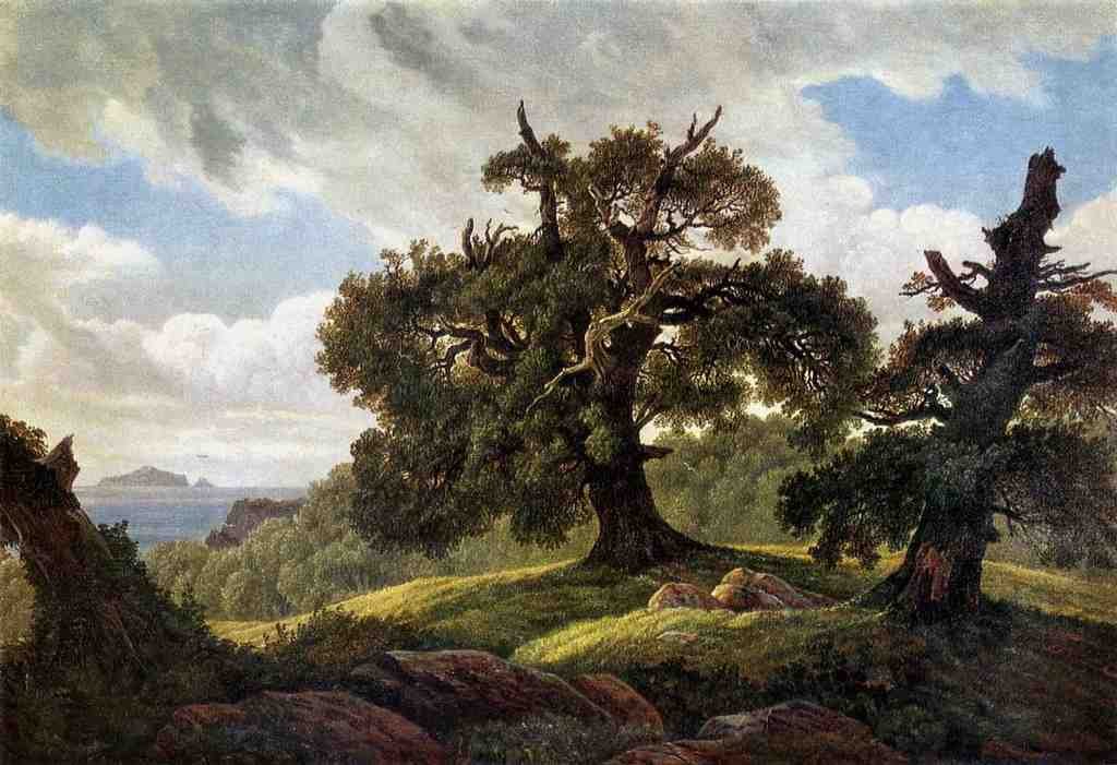 CARUS Carl Gustav Oaks At The Sea Shore Art A4 Photo Print
