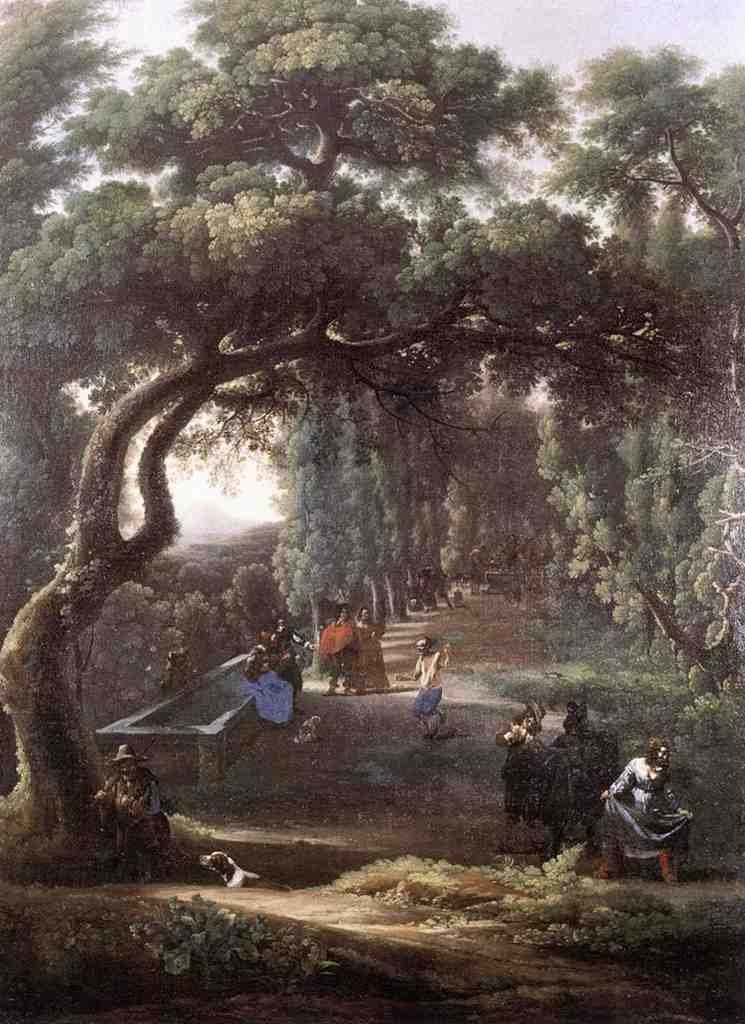 CERQUOZZI Michelangelo Figures In A Tree Lined Avenue Art A4 Photo Print UK