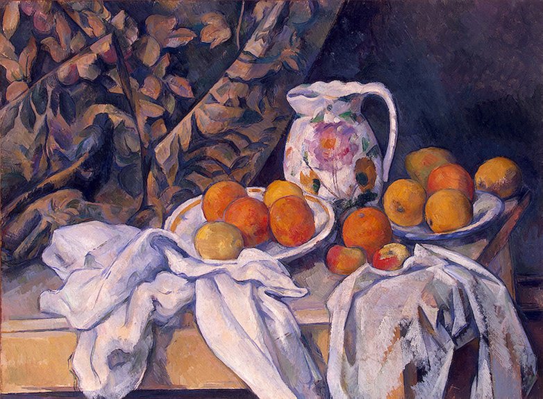 CEzanne Still Life With A Curtain. Ca1895, 55x74.5 Cm, Erem Art A4 Photo Print UK