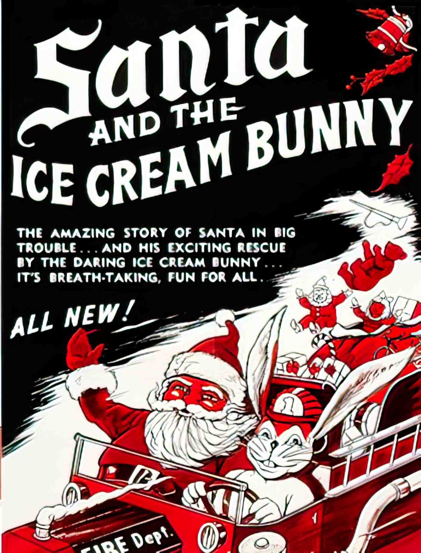 CGC014 christmas santa and ice cream bunny 1 Advert A4 Photo Print