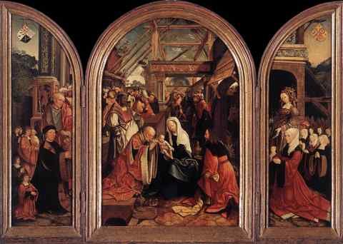 CORNELISZ VAN OOSTSANEN Jacob Triptych Of The Adoration Of The Magi A4 Photo Print
