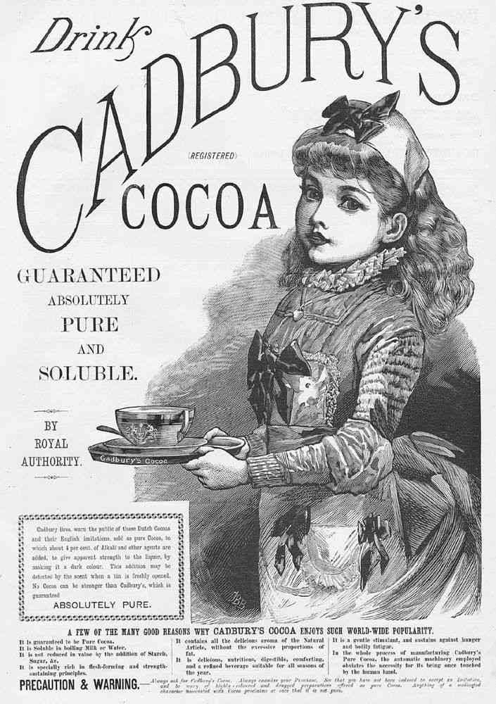 Cadburys Chocolate Cocoa Bw advert A4 Photo Print