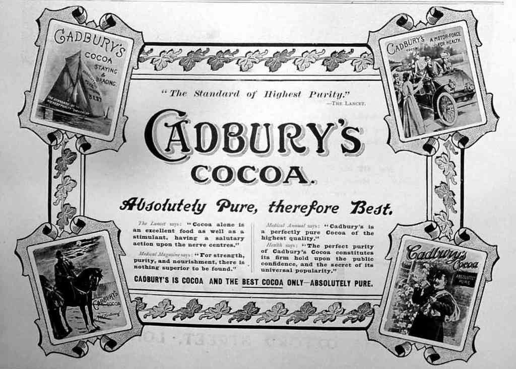 Cadburys Chocolate Cocoa Pure 1900S Vintage Advert A4 Photo Print
