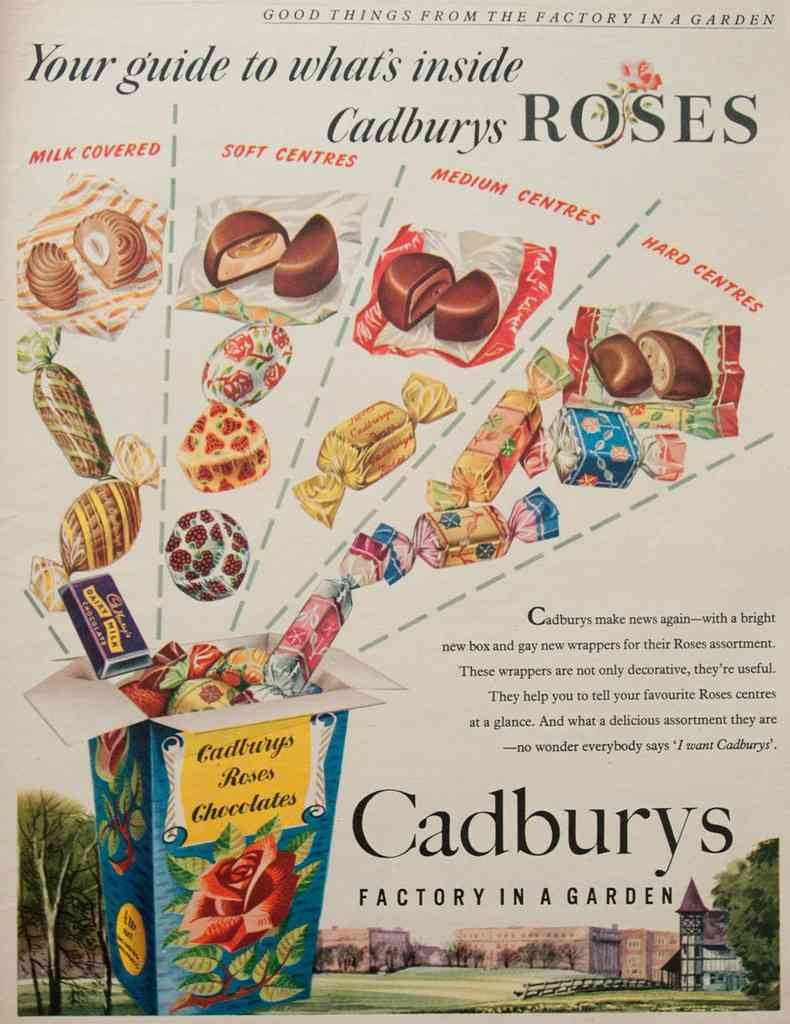 Cadburys Chocolate Roses 1950S Vintage Advert A4 Photo Print
