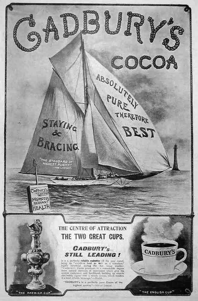 Cadburys Chocolates Yacht 1900S Bw Vintage Advert A4 Photo Print