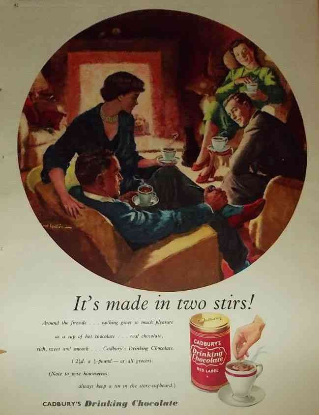 Cadburys Drinking Chocolates 1950S Vintage Advert A4 Photo Print