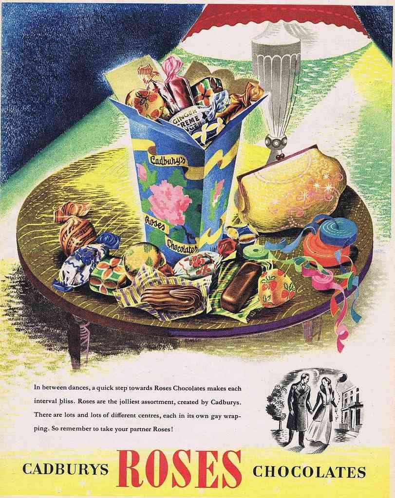 Cadburys Roses Chocolates 1950S Vintage Advert A4 Photo Print