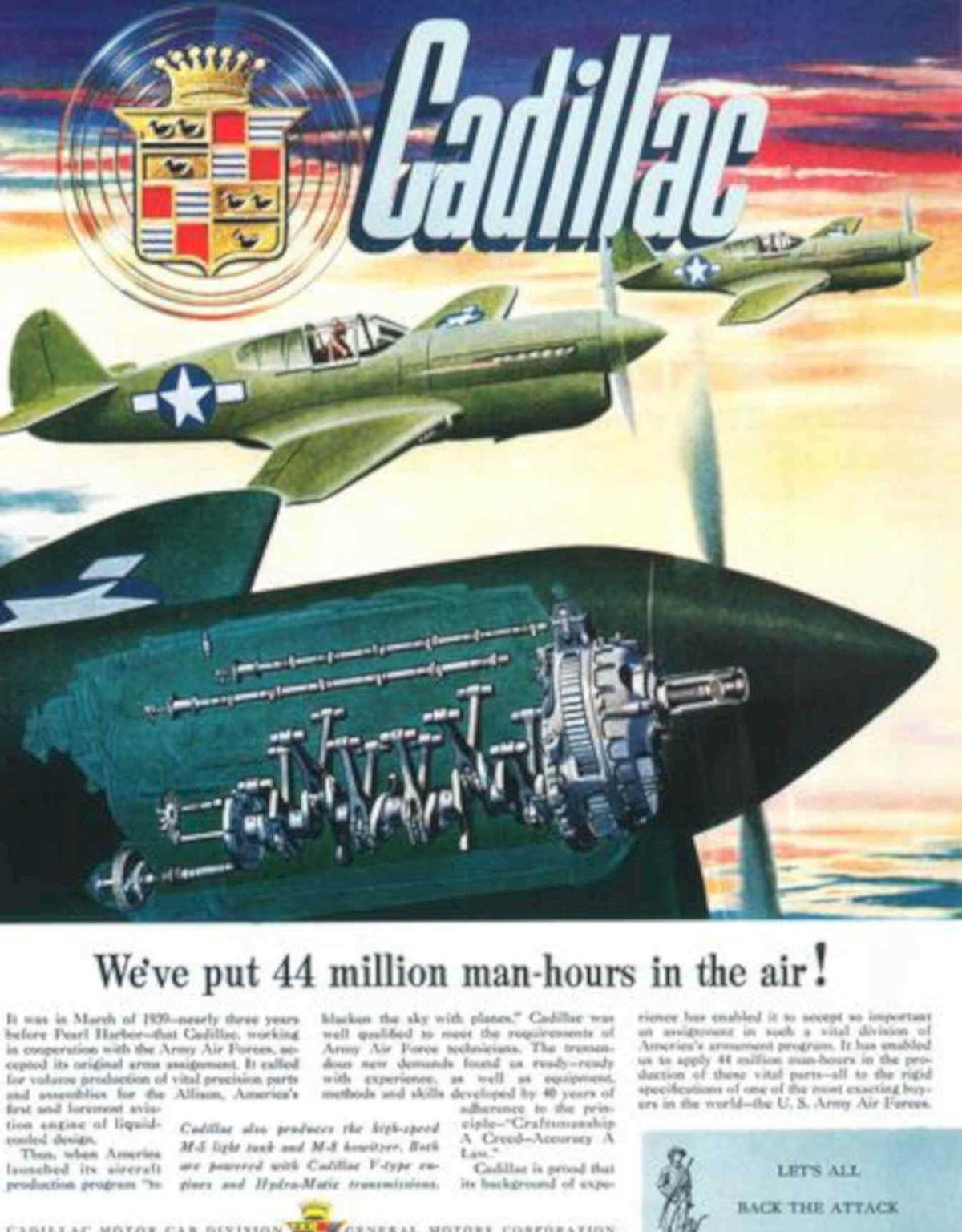 Cadillac Warhawk Engine Vintage Retro Advert Poster A4 Photo Print
