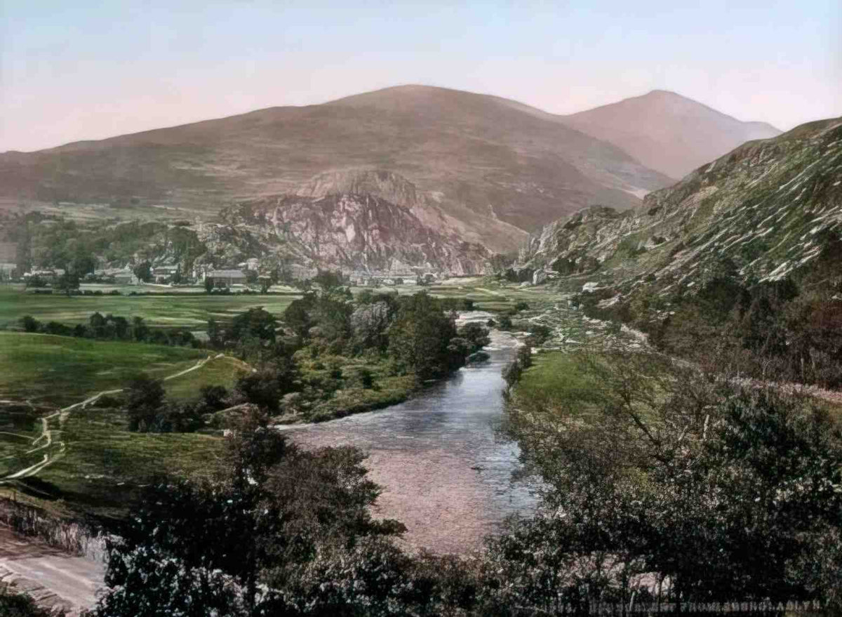 Caernarfonshire Beddgelert from Aberglaslyn Vintage A4 Photo Print