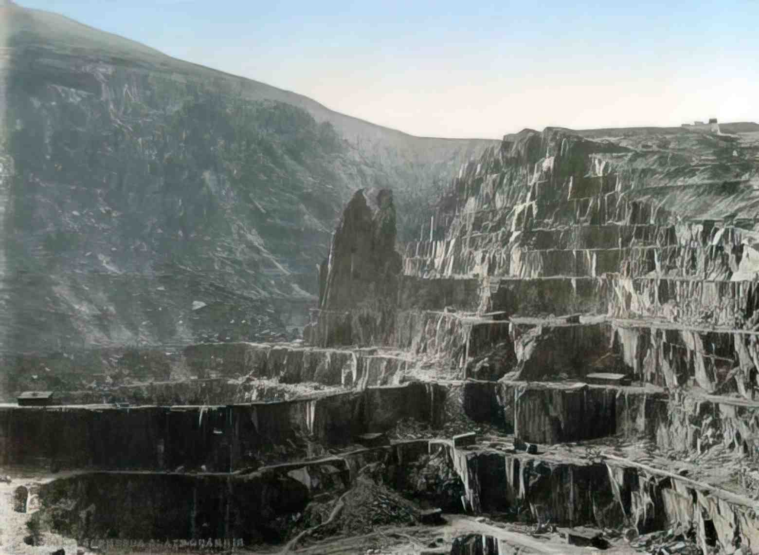 Caernarfonshire Bethesda Slate Quarries Vintage A4 Photo Print
