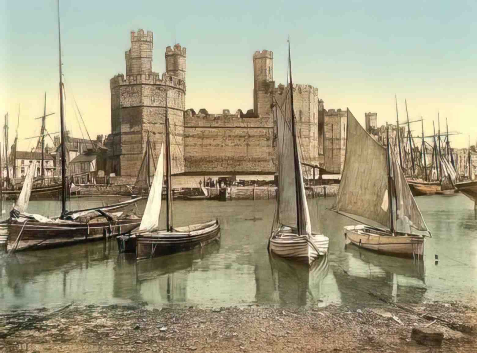 Caernarfonshire Caernarvon Castle General View Vintage A4 Photo Print