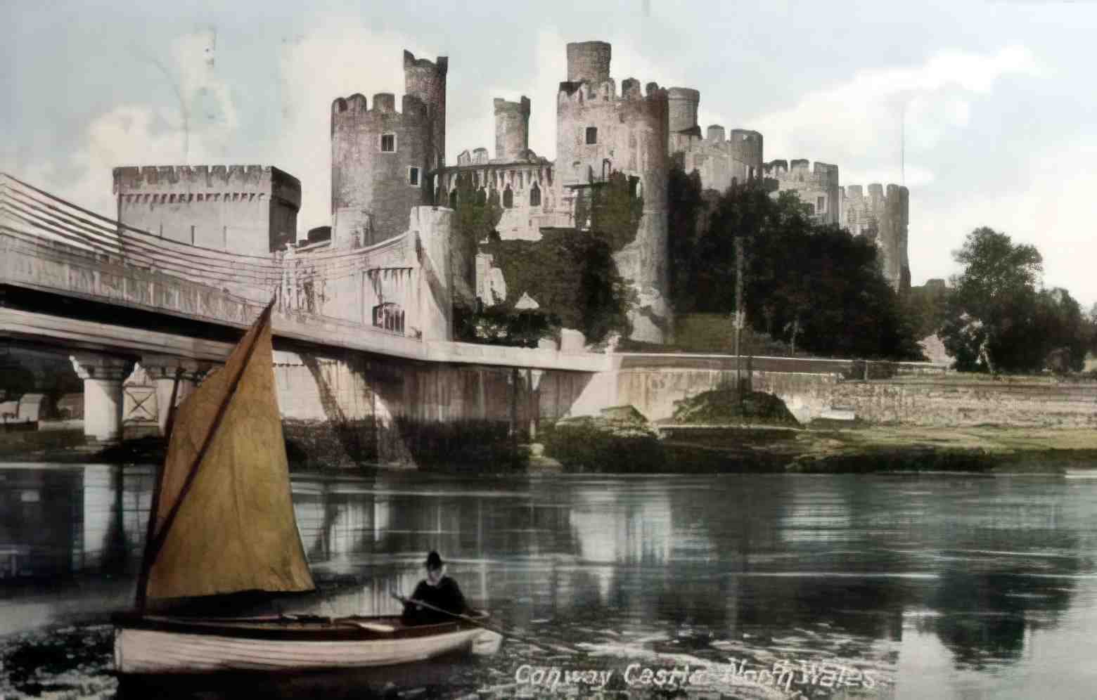 Caernarfonshire Conwy Castle and Bridge 1905 12080129 Vintage A4 Photo Print