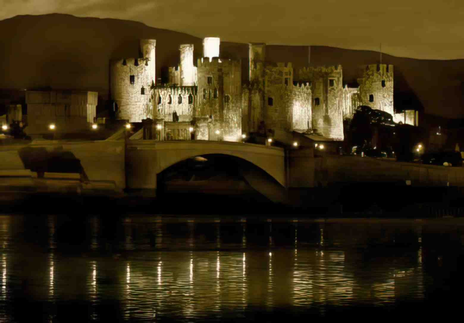 Caernarfonshire Conwy Castle at Night Vintage A4 Photo Print