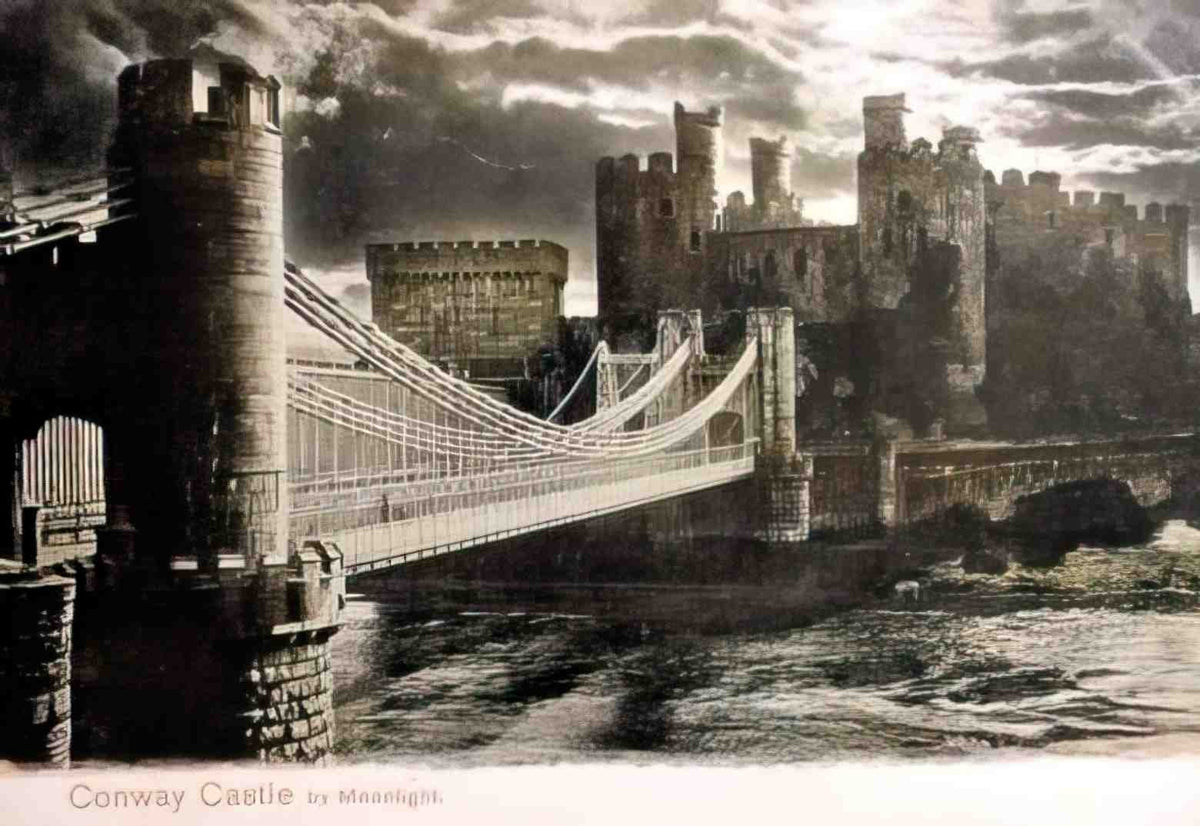 Caernarfonshire Conwy Castle by Moonlight 12080135 Vintage A4 Photo Print
